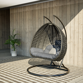 İki Kişilik Minderli Standlı Büyük Salıncak Kahverengi